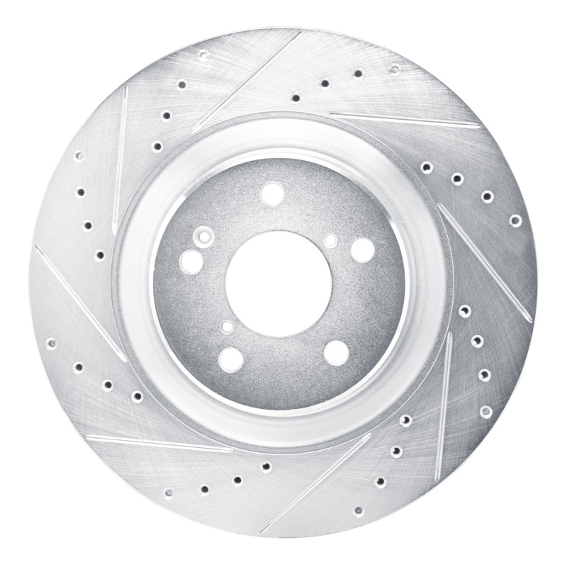 Picture of R1 2022-2026 Acura MDX Front Left Drilled & Slotted Silver Brake Rotor