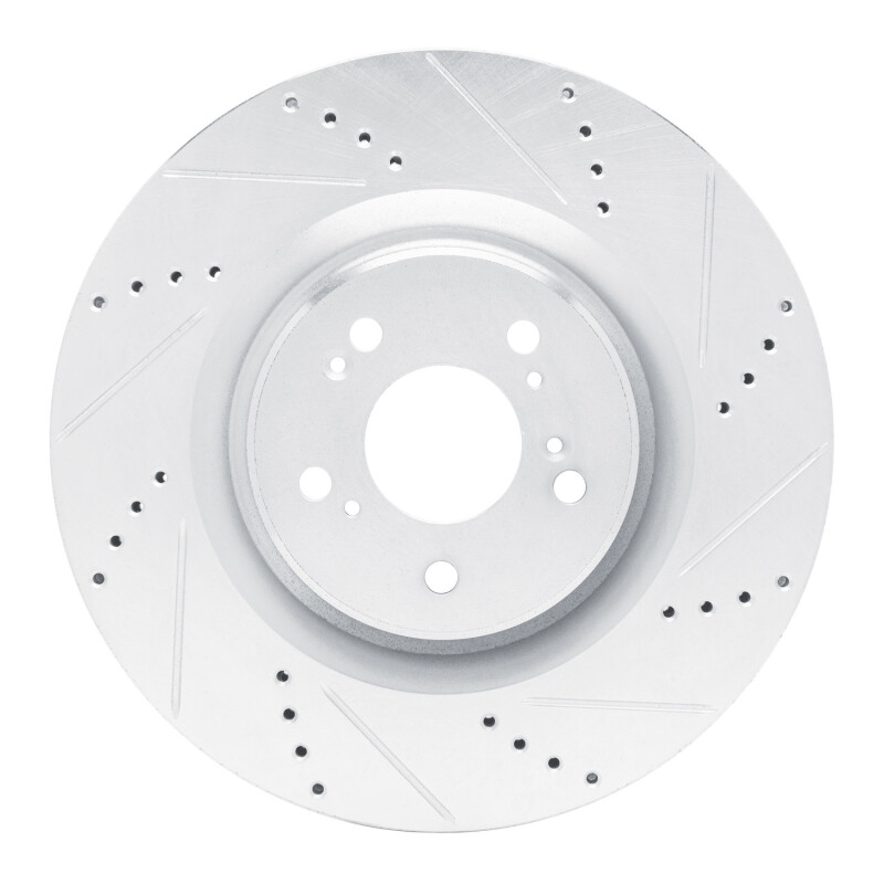 Picture of R1 2021-2025 Acura TLX Front Right Drilled & Slotted Silver Brake Rotor