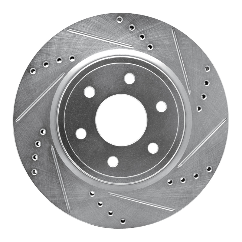 Picture of R1 2005-2025 Nissan Xterra Front Right Drilled & Slotted Silver Brake Rotor