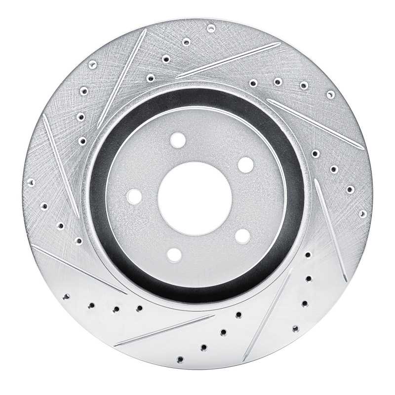 Picture of R1 2022-2025 Infiniti QX60 Front Left Drilled & Slotted Silver Brake Rotor