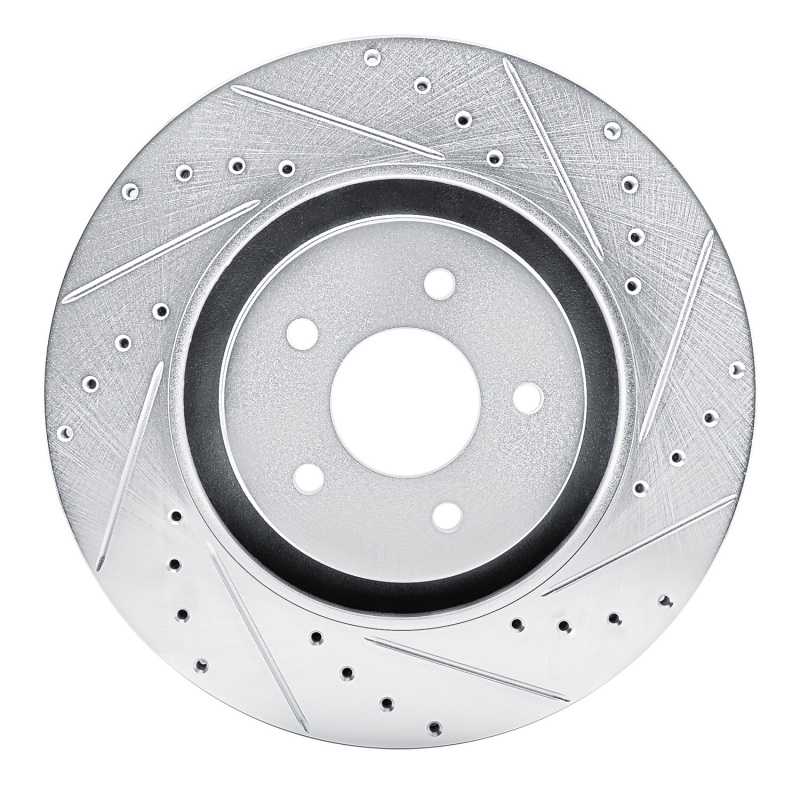 Picture of R1 2022-2025 Infiniti QX60 Front Right Drilled & Slotted Silver Brake Rotor
