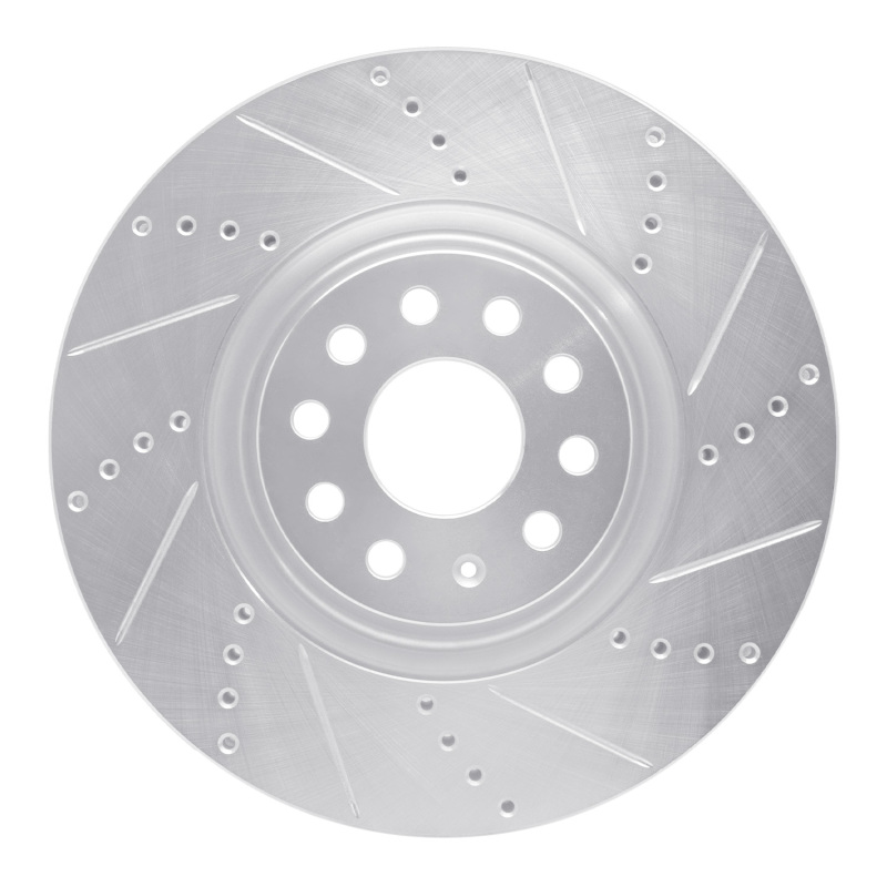 Picture of R1 2012-2025 Audi TTS Quattro Front Right Drilled & Slotted Silver Brake Rotor