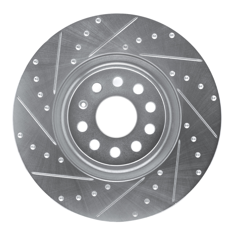 Picture of R1 2012-2025 Audi S3 (USA/Canada) Front Left Drilled & Slotted Silver Brake Rotor