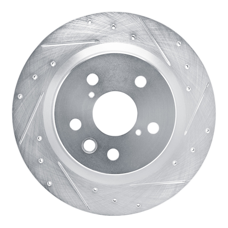 Picture of R1 2021-2025 Lexus IS350 Rear Right Drilled & Slotted Silver Brake Rotor