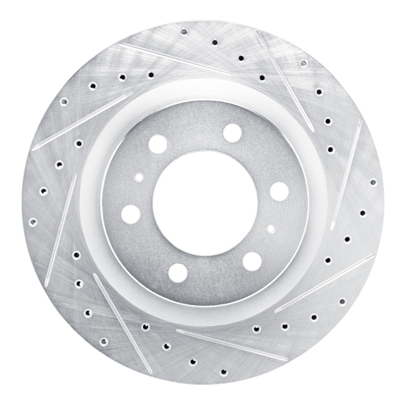Picture of R1 2022-2025 Lexus LX600 Front Right Drilled & Slotted Silver Brake Rotor