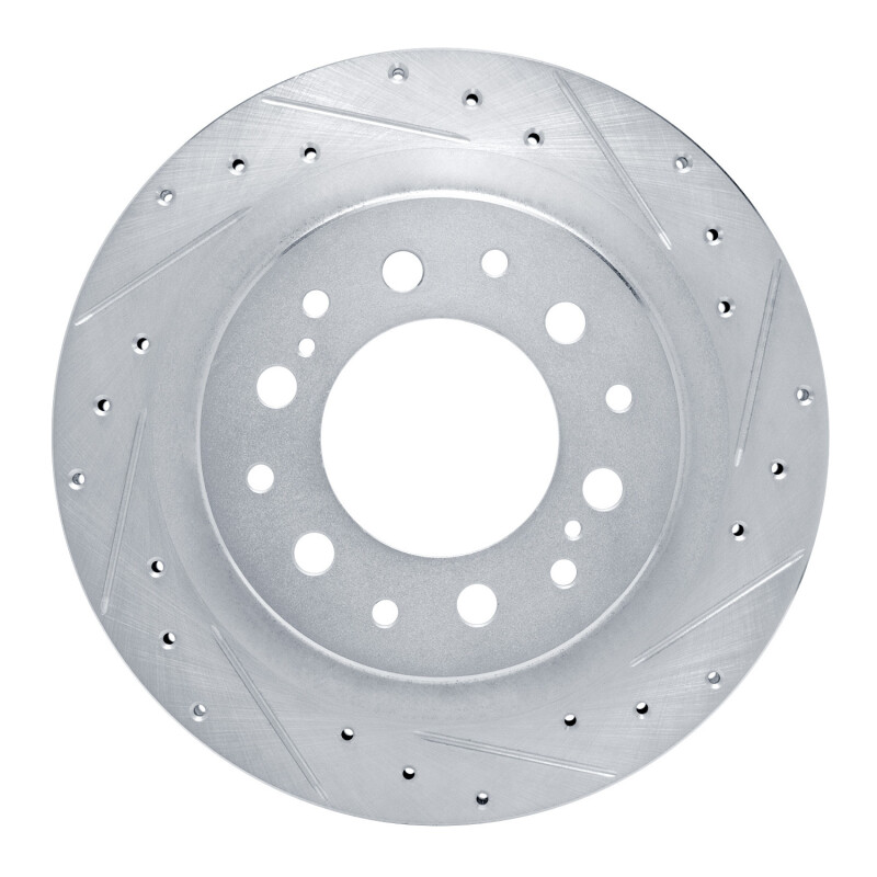 Picture of R1 2022-2025 Lexus GX550 Rear Right Drilled & Slotted Silver Brake Rotor