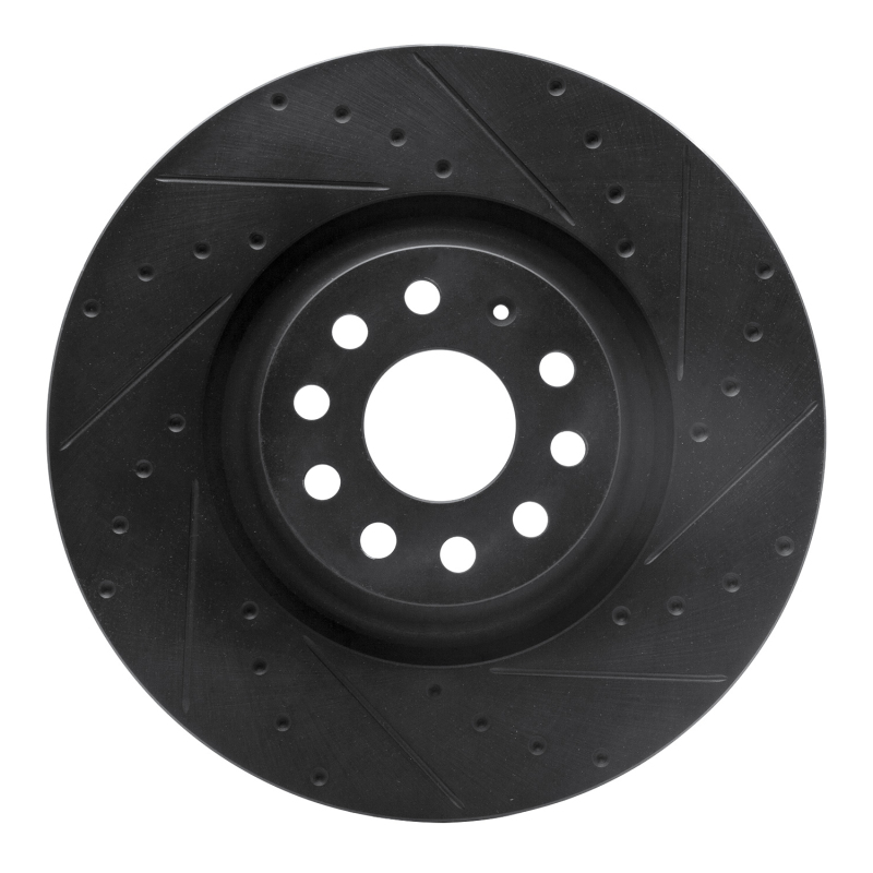 Picture of R1 2022+ Volkswagen GTI Mk 8 Front Right Drilled & Slotted Black Brake Rotor