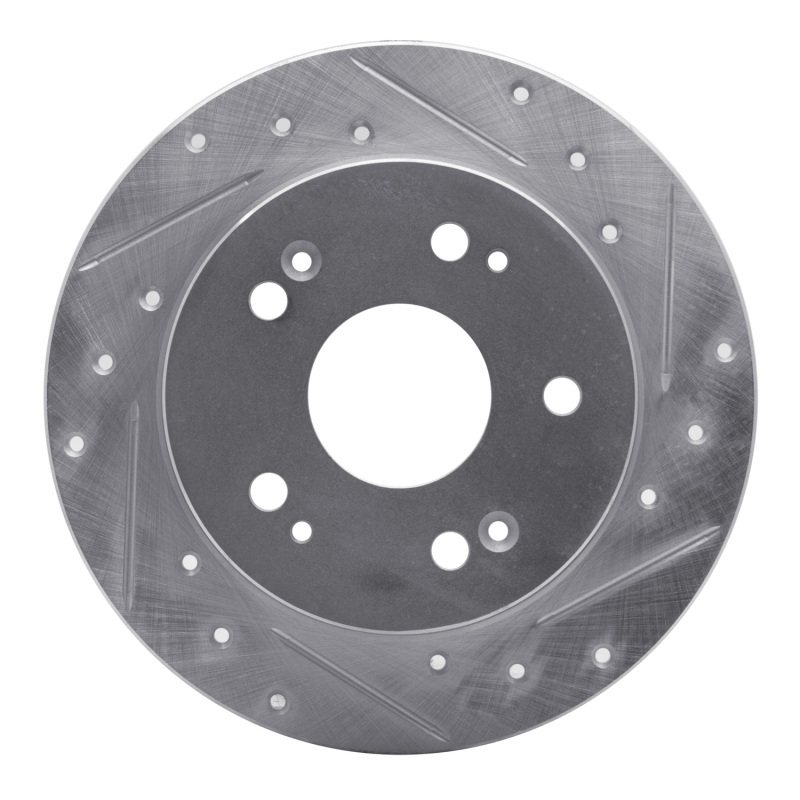 Picture of R1 06-15 Honda Civic Si Rear Right Drilled & Slotted Silver Brake Rotor