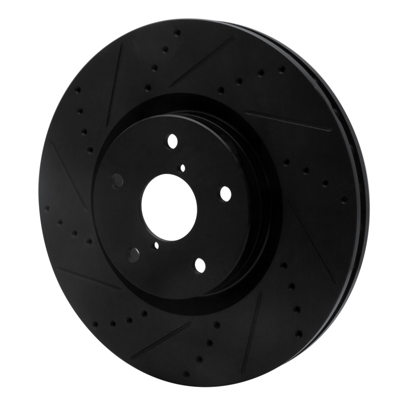 Picture of R1 05-17 Subaru WRX STI Front Left Drilled & Slotted Black Brake Rotor