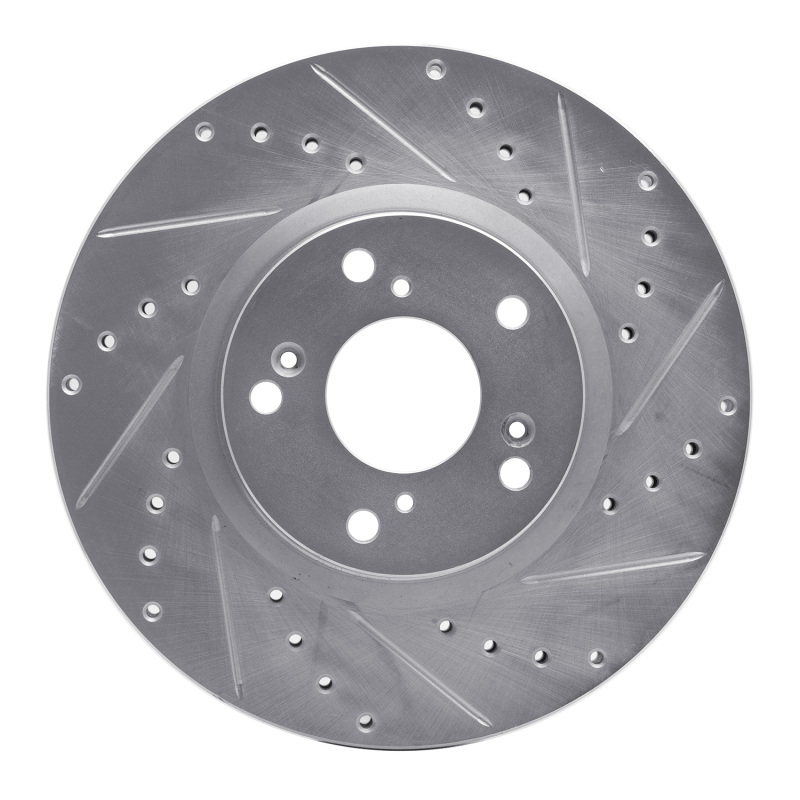 Picture of R1 06-15 Honda Civic Si Front Right Drilled & Slotted Silver Brake Rotor
