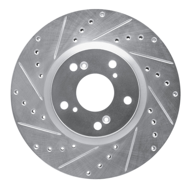 Picture of R1 06-15 Honda Civic Si Front Left Drilled & Slotted Silver Brake Rotor