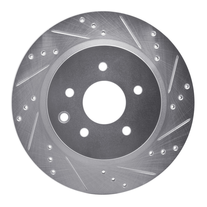Picture of R1 09-20 Nissan 370Z Rear Right Drilled & Slotted Silver Brake Rotor
