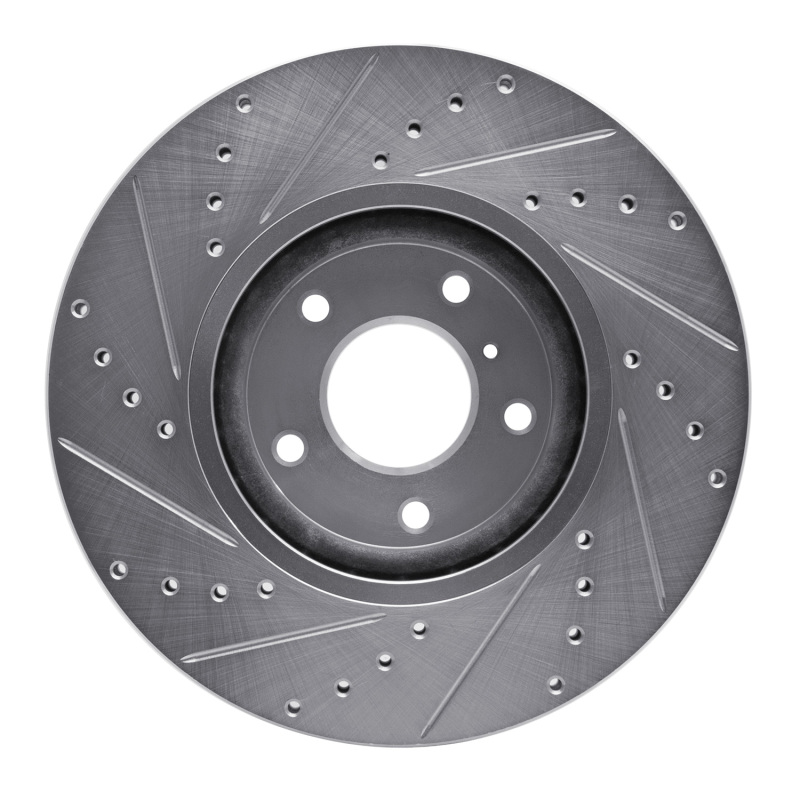 Picture of R1 09-23 Nissan 370Z Front Right Drilled & Slotted Silver Brake Rotor