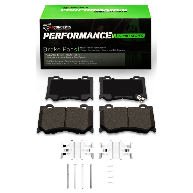 Picture of R1 23-24 Nissan Z (w/Akebono 4 Piston Calipers) Front R1 Performance Sport Pads & Hardware Kit