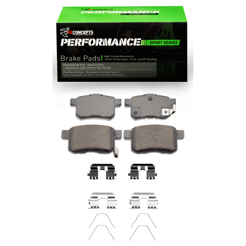 Picture of R1 08-17 Acura TSX Rear Performance Sport Brake Pads & Hardware Kit