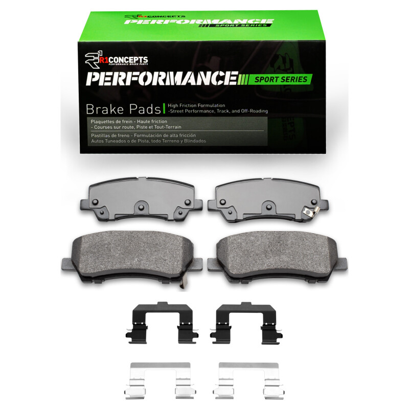Picture of R1 15-23 Ford Mustang Rear Performance Sport Brake Pads & Hardware Kit
