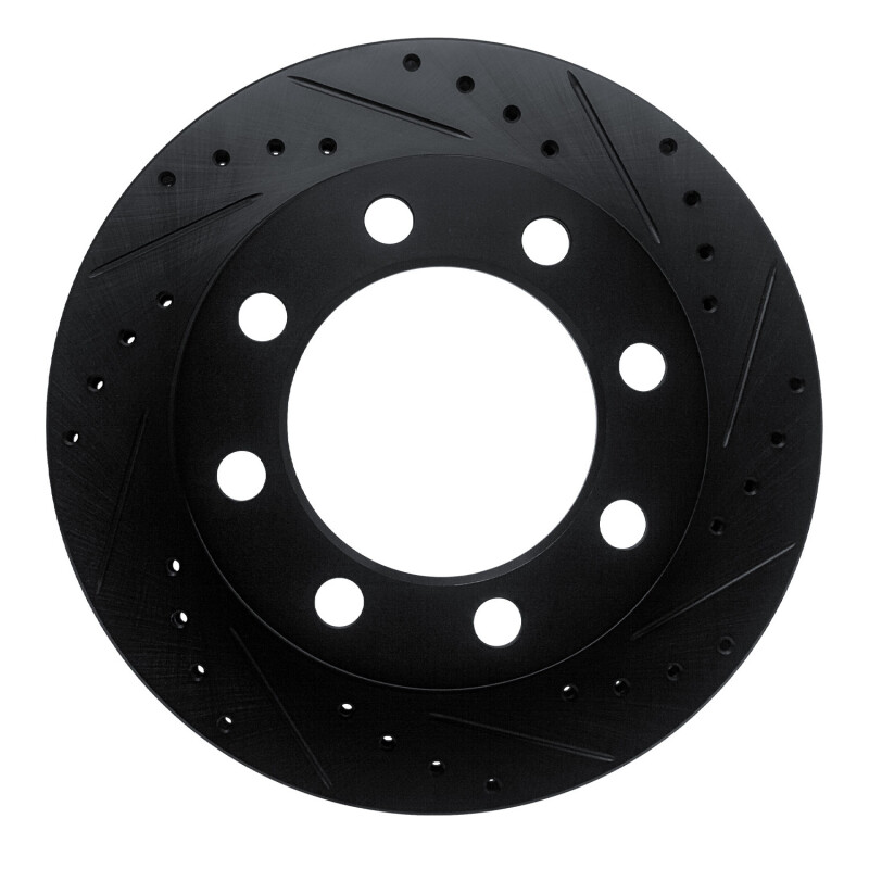Picture of R1 89-93 Dodge D250 Front Right Drilled & Slotted Black Brake Rotor
