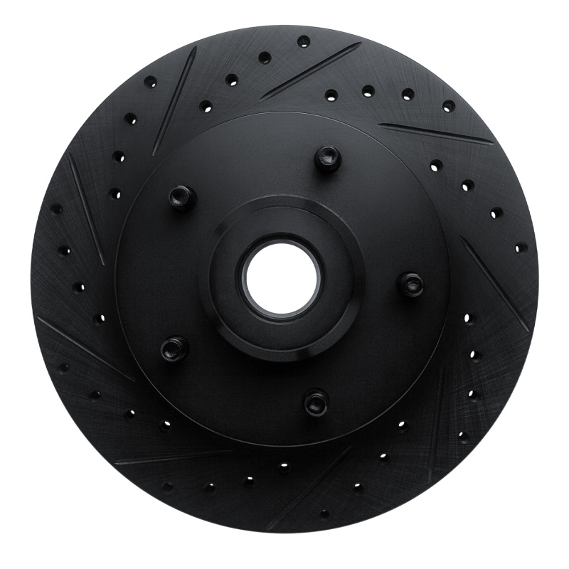 Picture of R1 94-02 Dodge B200 / B200 Van / B250 Front Left Drilled & Slotted Black Brake Rotor