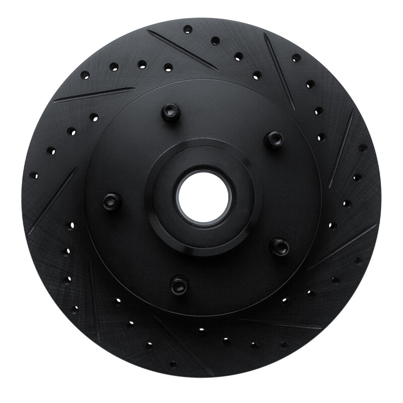 Picture of R1 94-02 Dodge B200 / B200 Van / B250 Front Right Drilled & Slotted Black Brake Rotor