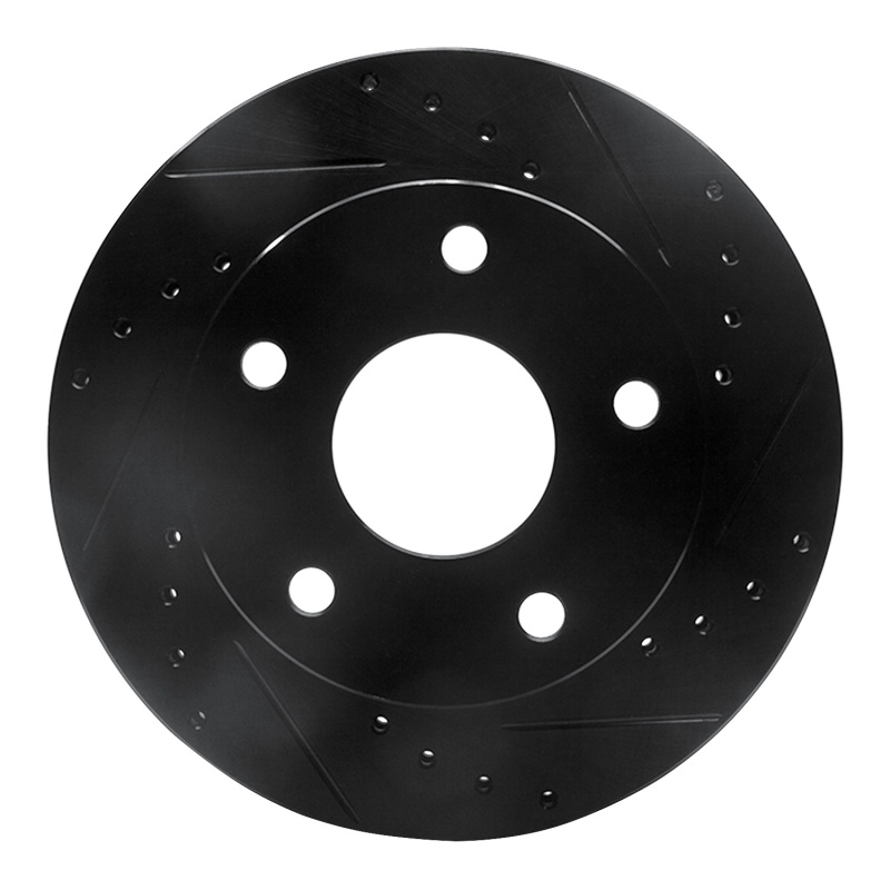 Picture of R1 94-99 Dodge Ram 1500 Pickup Front Right Drilled & Slotted Black Brake Rotor