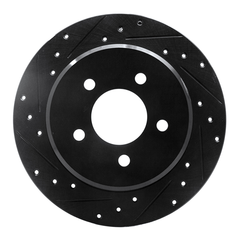 Picture of R1 97-07 Chrysler Town & Country Rear Left Drilled & Slotted Black Brake Rotor