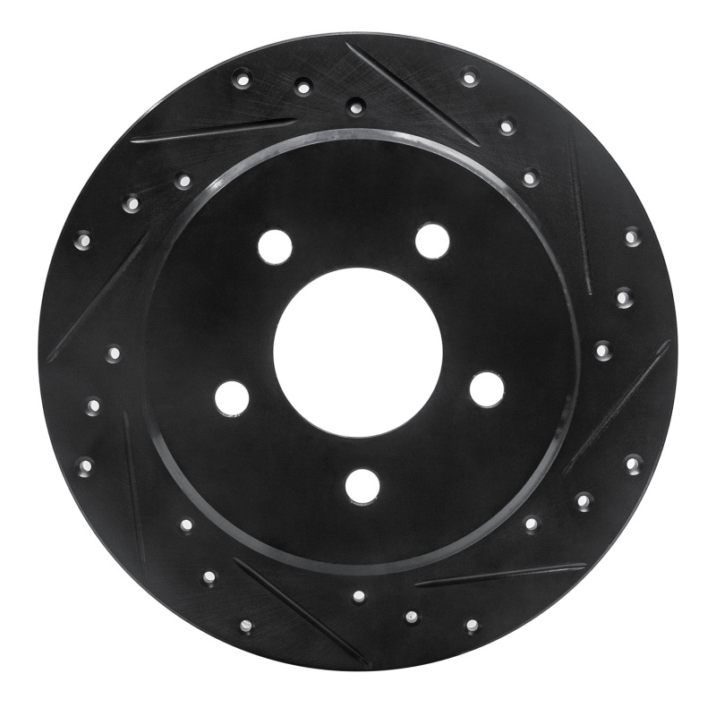 Picture of R1 97-07 Chrysler Town & Country Rear Right Drilled & Slotted Black Brake Rotor