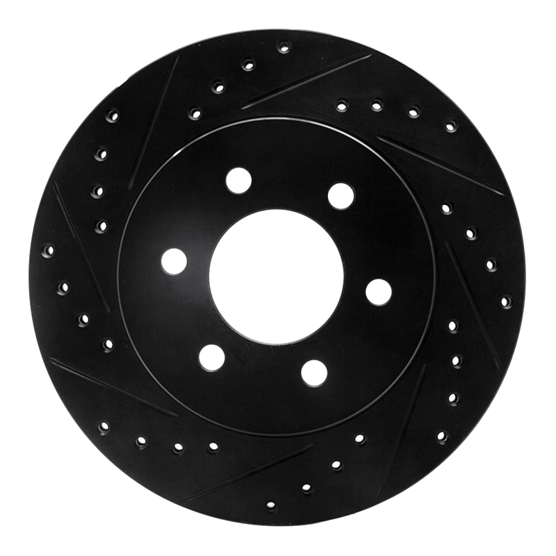 Picture of R1 97-02 Dodge Durango Front Left Drilled & Slotted Black Brake Rotor