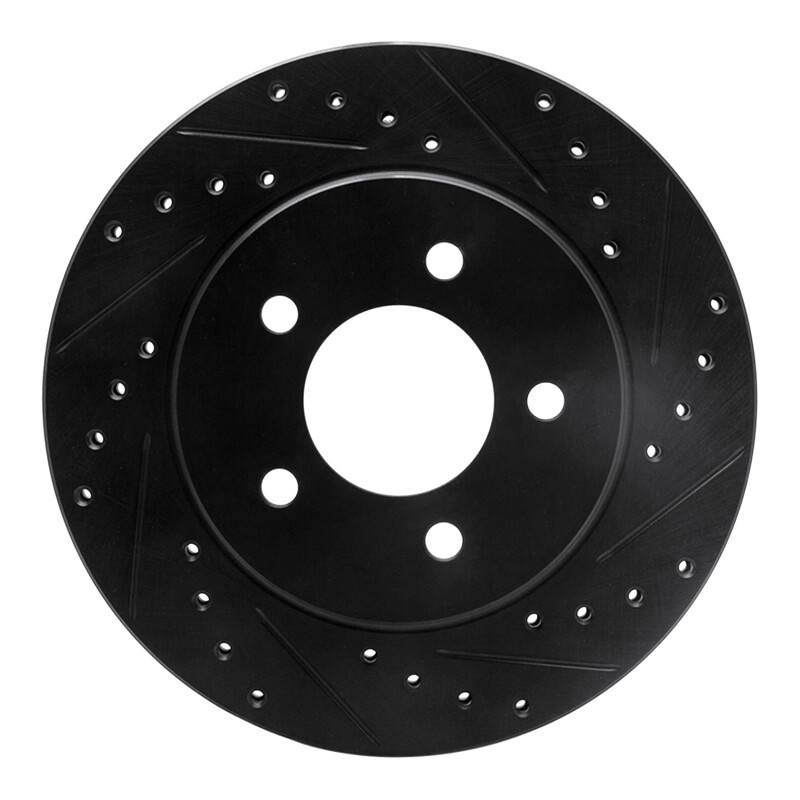 Picture of R1 91-02 Chrysler Grand Voyager Front Right Drilled & Slotted Black Brake Rotor