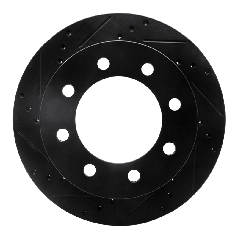 Picture of R1 00-02 Dodge Ram 3500 Front Left Drilled & Slotted Black Brake Rotor