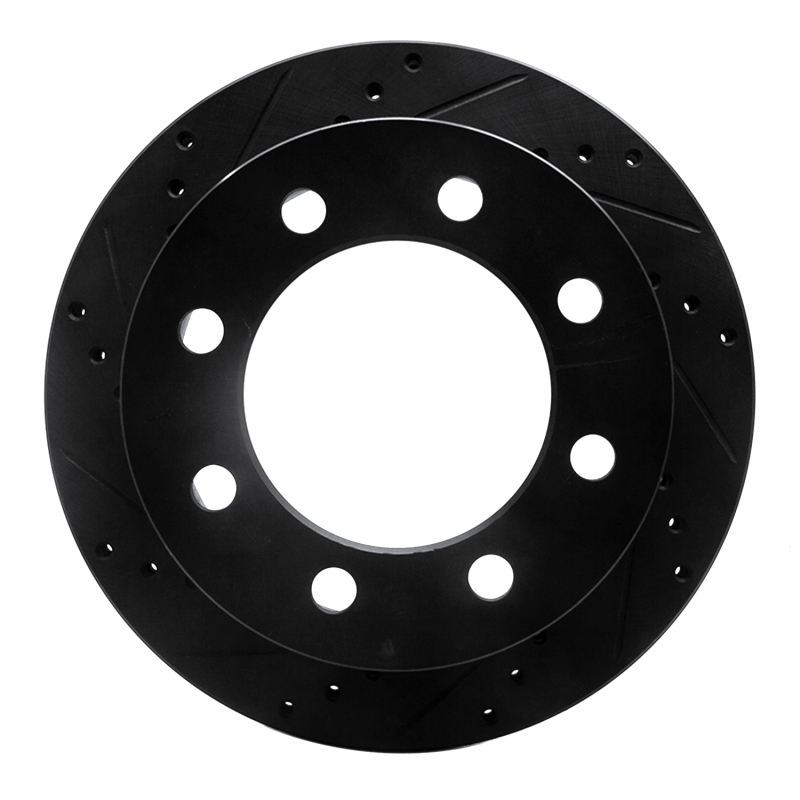 Picture of R1 00-02 Dodge Ram 2500 Rear Left Drilled & Slotted Black Brake Rotor
