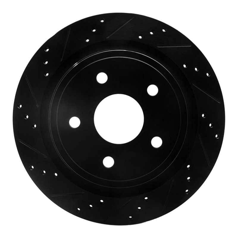 Picture of R1 02-24 Chrysler ASPEN Rear Left Drilled & Slotted Black Brake Rotor