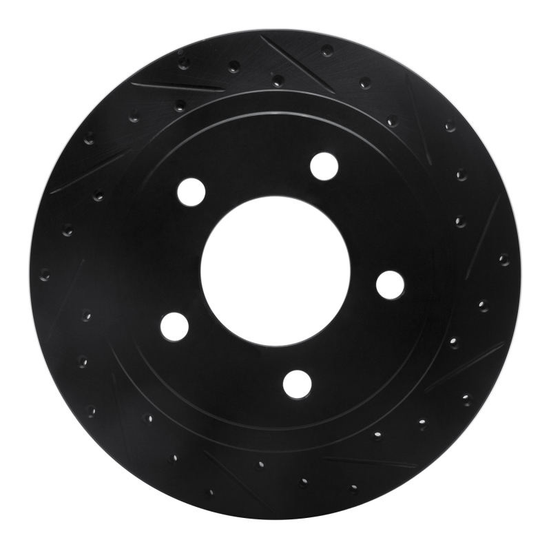 Picture of R1 03-03 Dodge Ram 1500 Van Rear Right Drilled & Slotted Black Brake Rotor