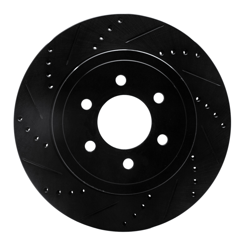 Picture of R1 03-04 Dodge Dakota 4WD Front Left Drilled & Slotted Black Brake Rotor