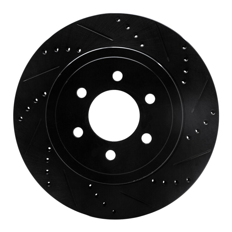 Picture of R1 03-04 Dodge Dakota 4WD Front Right Drilled & Slotted Black Brake Rotor