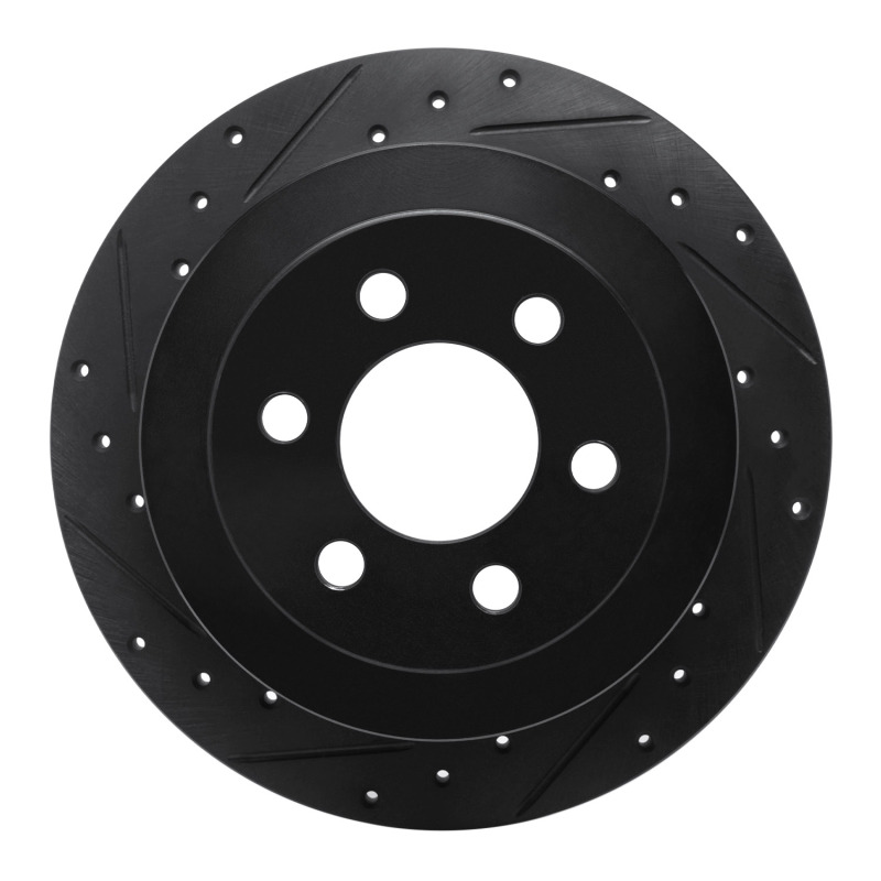 Picture of R1 03-04 Dodge Dakota 4WD Rear Left Drilled & Slotted Black Brake Rotor