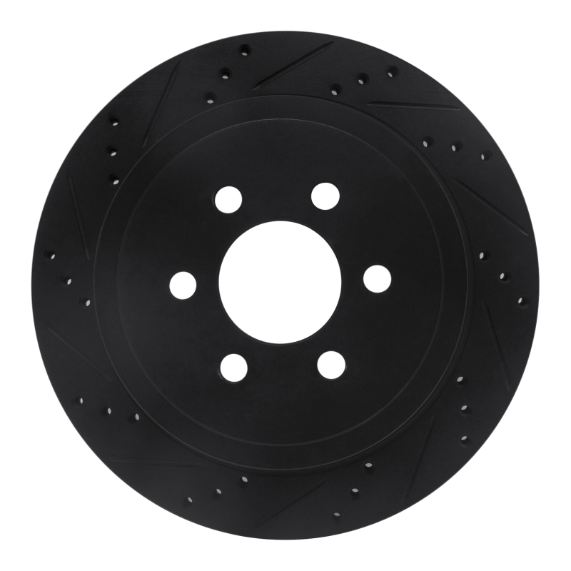 Picture of R1 03-03 Dodge Durango Rear Left Drilled & Slotted Black Brake Rotor
