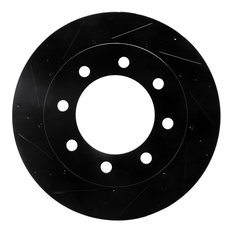 Picture of R1 03-08 Dodge Ram 2500 Front Left Drilled & Slotted Black Brake Rotor