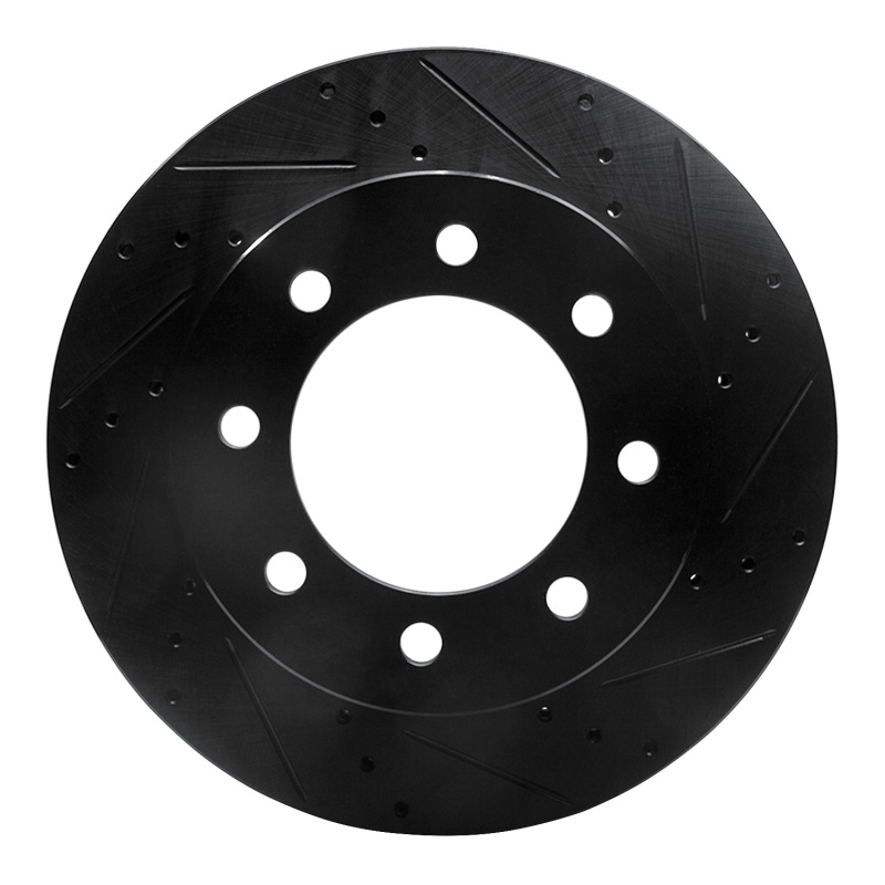 Picture of R1 03-08 Dodge Ram 3500 Front Right Drilled & Slotted Black Brake Rotor