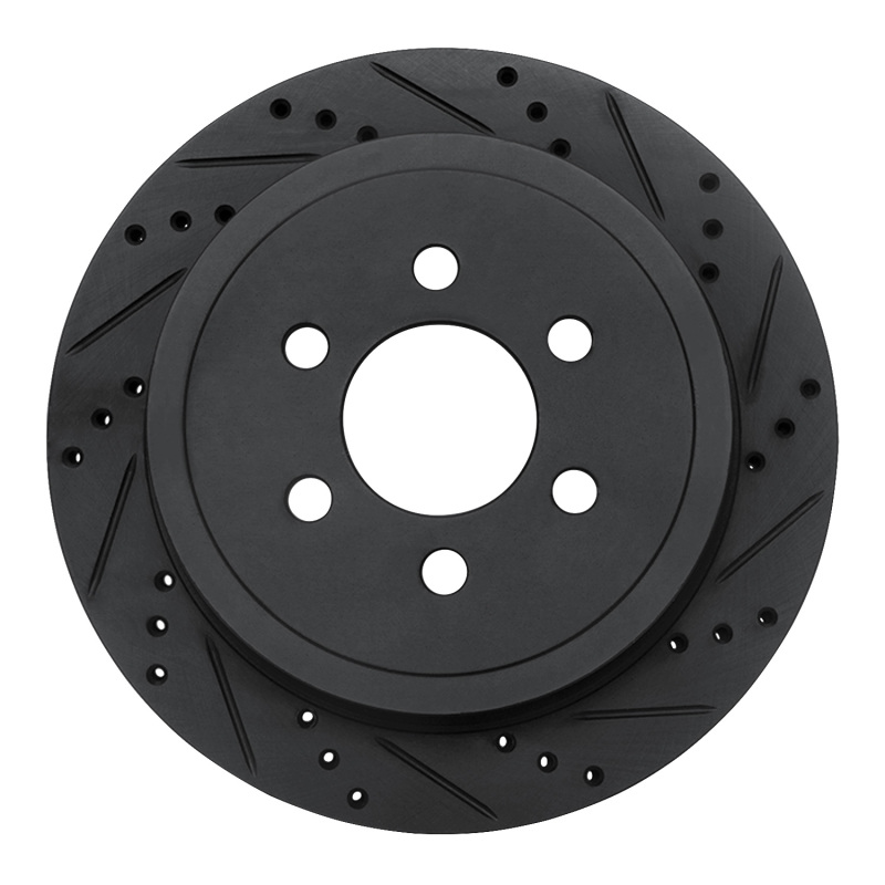 Picture of R1 03-03 Dodge Durango Rear Right Drilled & Slotted Black Brake Rotor