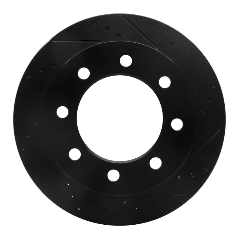 Picture of R1 03-08 Dodge Ram 3500 Rear Right Drilled & Slotted Black Brake Rotor