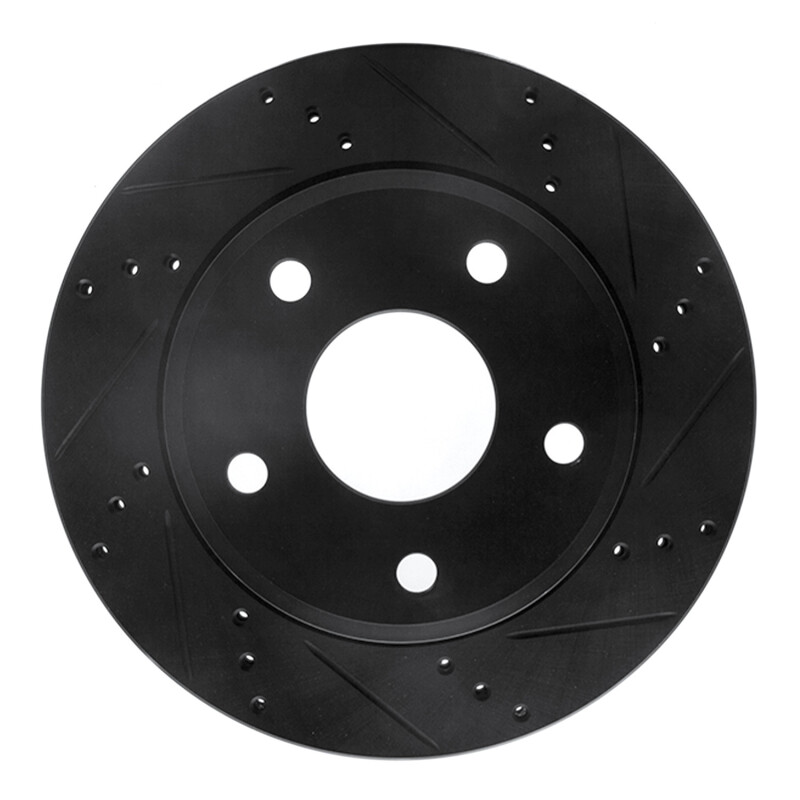 Picture of R1 05-11 Dodge Dakota RWD Front Right Drilled & Slotted Black Brake Rotor