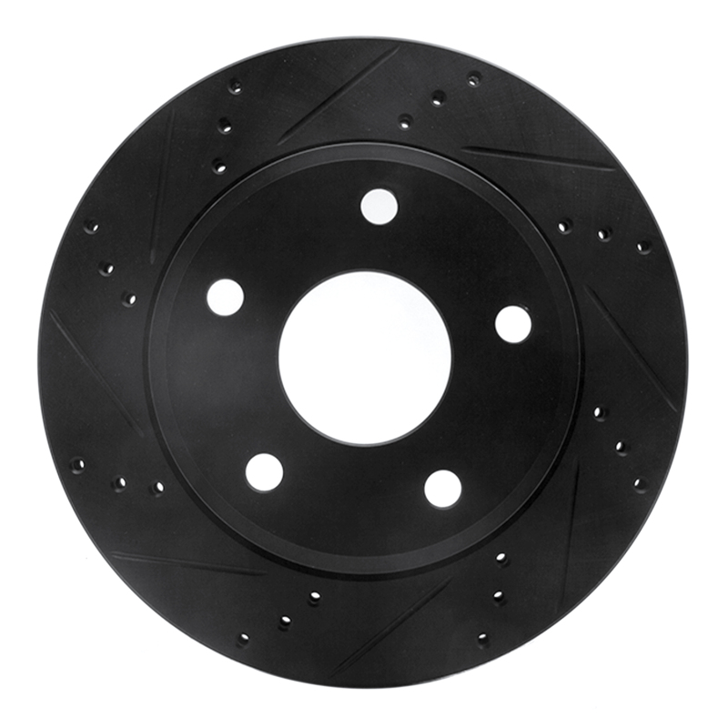 Picture of R1 05-11 Dodge Dakota 4WD Front Left Drilled & Slotted Black Brake Rotor