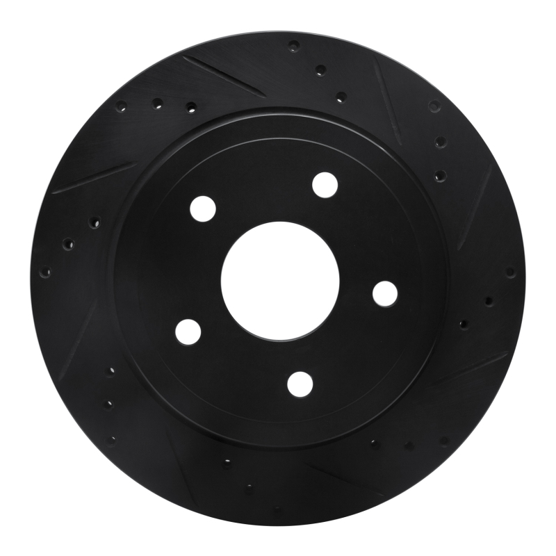 Picture of R1 04-06 Dodge Ram 1500 Pickup Rear Right Drilled & Slotted Black Brake Rotor
