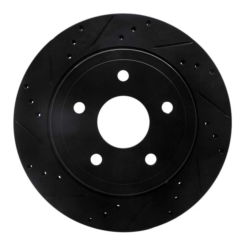 Picture of R1 04-06 Dodge Ram 1500 Pickup Rear Left Drilled & Slotted Black Brake Rotor