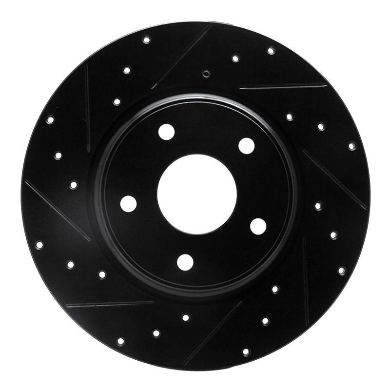 Picture of R1 12-20 Chrysler Town & Country Rear Left Drilled & Slotted Black Brake Rotor