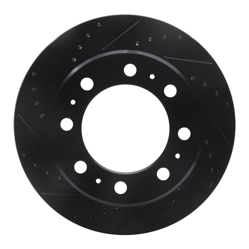 Picture of R1 09-25 Dodge Ram 2500 Rear Left Drilled & Slotted Black Brake Rotor