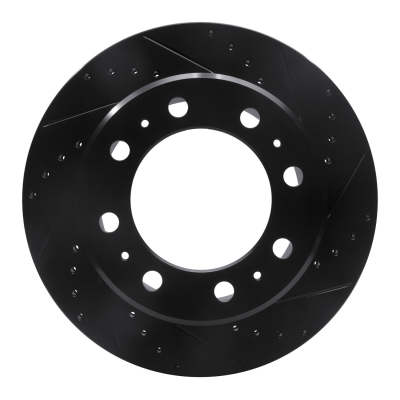 Picture of R1 09-25 Dodge Ram 3500 Rear Right Drilled & Slotted Black Brake Rotor