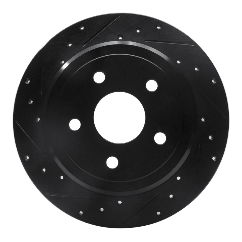 Picture of R1 05-10 Jeep Grand Cherokee Rear Left Drilled & Slotted Black Brake Rotor