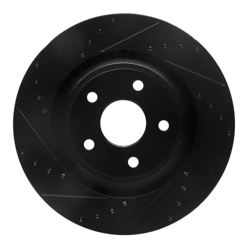 Picture of R1 06-10 Jeep Grand Cherokee Front Left Drilled & Slotted Black Brake Rotor