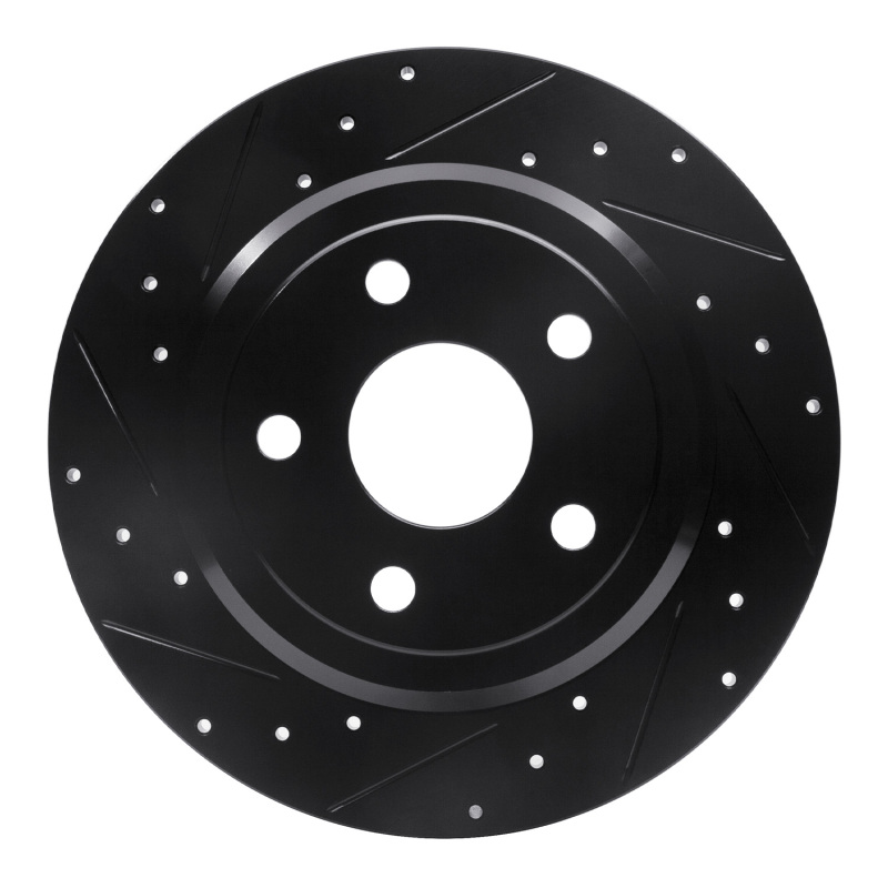 Picture of R1 11-22 Dodge Durango Rear Left Drilled & Slotted Black Brake Rotor